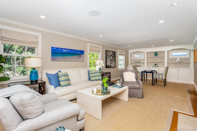 3 Bittersweet Trl, Norwalk, CT 06853 - living room with crown molding, plenty of natural light, and recessed lighting