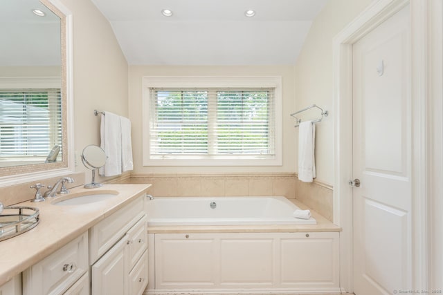 3 Bittersweet Trl, Norwalk, CT 06853 - full bath with a garden tub, vanity, recessed lighting, and lofted ceiling