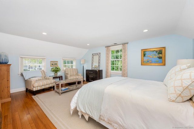 3 Bittersweet Trl, Norwalk, CT 06853 - bedroom with lofted ceiling, hardwood / wood-style floors, multiple windows, recessed lighting, and baseboards