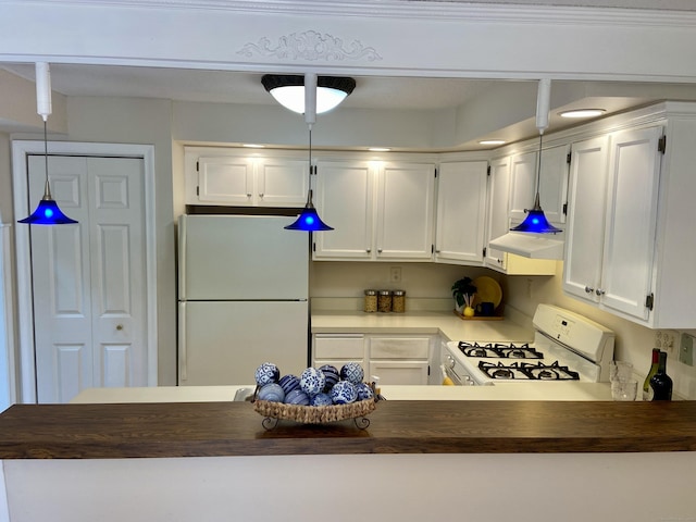 64 Copper Beech Dr Unit 64, Rocky Hill, CT 06067 - kitchen featuring white appliances, wooden counters, exhaust hood, and white cabinets