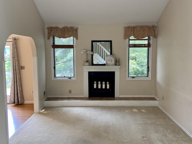 64 Copper Beech Dr Unit 64, Rocky Hill, CT 06067 - unfurnished living room featuring healthy amount of natural light, carpet, a fireplace with flush hearth, and baseboards