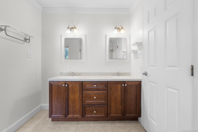1-1/2 Colony St, Norwalk, CT 06851 - full bathroom featuring double vanity, crown molding, tile patterned flooring, and baseboards