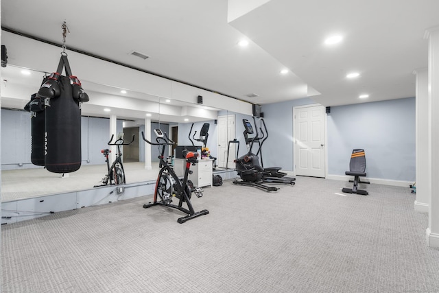 1-1/2 Colony St, Norwalk, CT 06851 - exercise room with recessed lighting, baseboards, and carpet floors