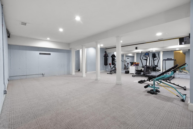 1-1/2 Colony St, Norwalk, CT 06851 - finished basement with recessed lighting and carpet floors