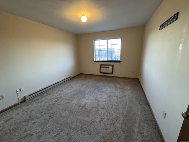 81 Chipman St Apt 6, Waterbury, CT 06708 - carpeted empty room with a baseboard radiator, a wall mounted AC, and baseboards
