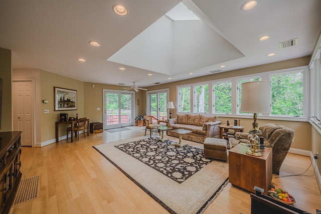 5 Stone Wall Ln, Woodbridge, CT 06525 - living room with healthy amount of natural light, light wood-type flooring, recessed lighting, and baseboards