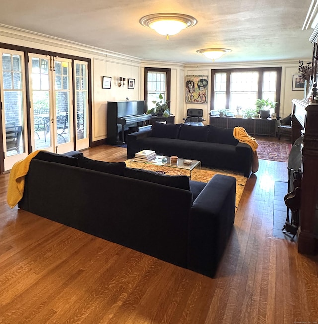 160 Kenyon St, Hartford, CT 06105 - living area featuring hardwood / wood-style flooring, healthy amount of natural light, and crown molding