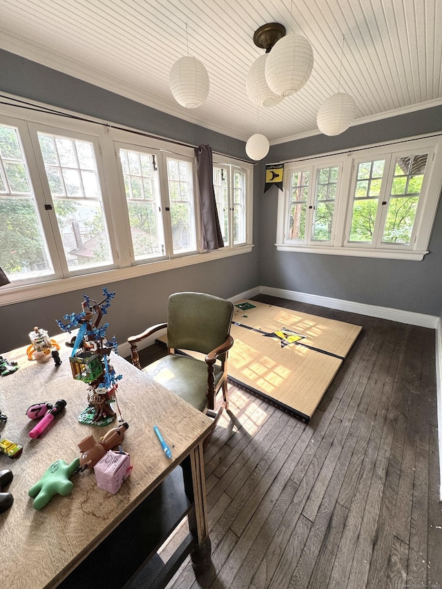 160 Kenyon St, Hartford, CT 06105 - office area featuring hardwood / wood-style floors, crown molding, and baseboards