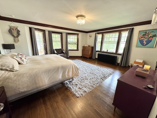 160 Kenyon St, Hartford, CT 06105 - bedroom with radiator, ornamental molding, and wood finished floors
