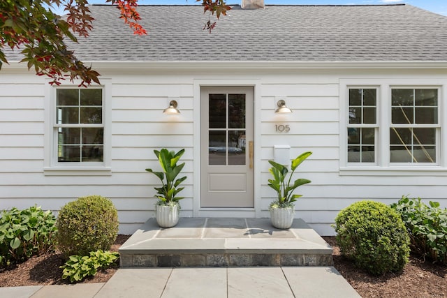 105 Blake Dr, Fairfield, CT 06824 - property entrance featuring a shingled roof