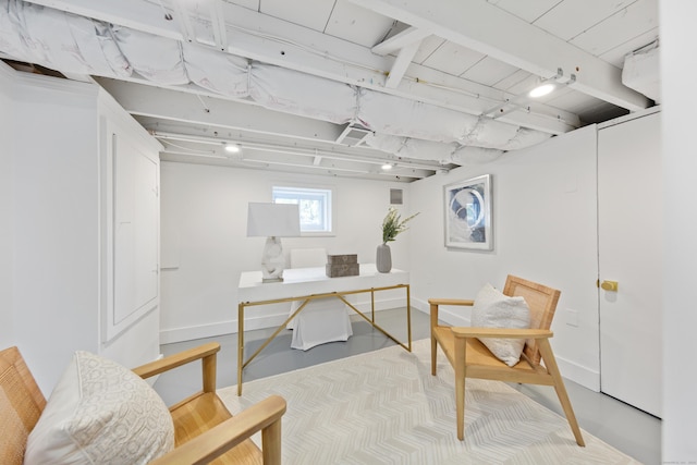 105 Blake Dr, Fairfield, CT 06824 - home office with baseboards and finished concrete floors