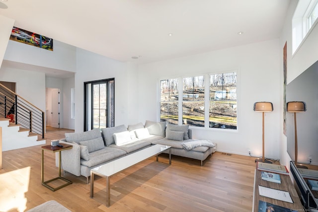 4 Vona Way, Newtown, CT 06470 - living area with stairway, light wood-style floors, and recessed lighting