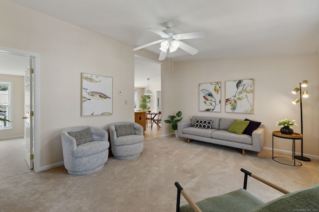 7 Rose Ct, East Windsor, CT 06088 - living room featuring carpet, plenty of natural light, and ceiling fan