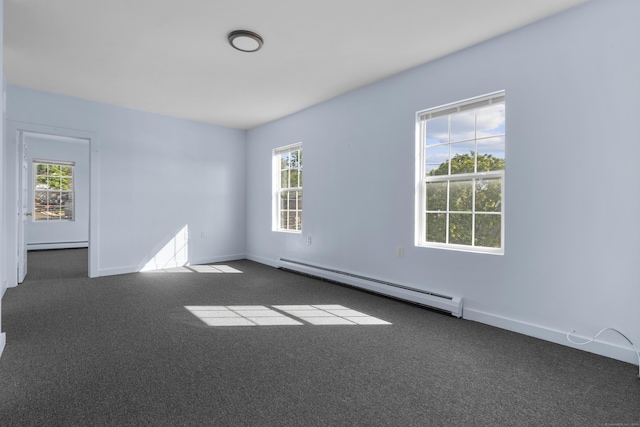 728 Quinnipiac Ave, New Haven, CT 06513 - unfurnished room featuring a baseboard heating unit, dark colored carpet, and baseboards