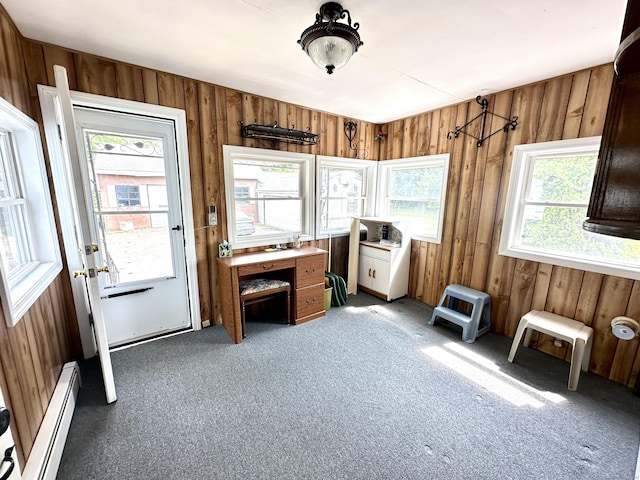 11 Abbe Rd, East Windsor, CT 06088 - office space with baseboard heating, wooden walls, and carpet flooring