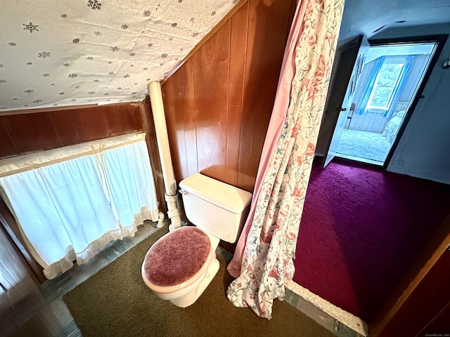 11 Abbe Rd, East Windsor, CT 06088 - bathroom featuring wooden walls and toilet