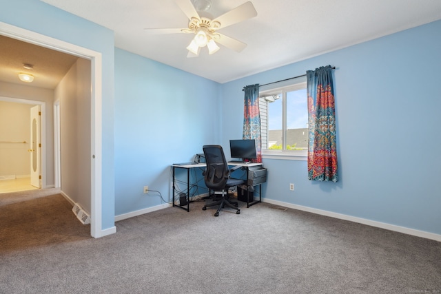 66 Staffordshire Commons Dr Unit 66, Wallingford, CT 06492 - home office featuring carpet, baseboards, and ceiling fan