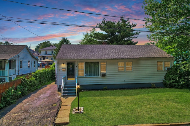 69 Ponham St, Waterbury, CT 06708 - view of front of home with a shingled roof, a chimney, and cooling unit