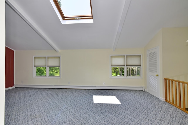 118 Putnam Rd, Pomfret, CT 06259 - carpeted spare room with healthy amount of natural light, a skylight, a baseboard heating unit, and baseboards