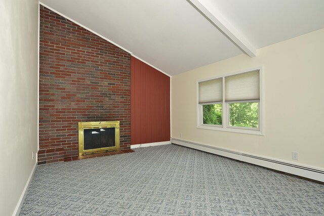 118 Putnam Rd, Pomfret, CT 06259 - unfurnished living room with a baseboard radiator, baseboards, and carpet flooring