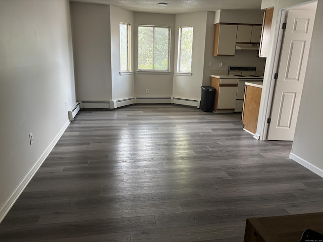 5 Fales St Apt 101, Hartford, CT 06105 - unfurnished living room with dark wood-style floors, baseboards, and a textured ceiling