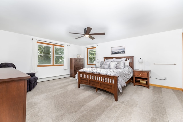 100 Grandview St, Manchester, CT 06040 - bedroom with baseboard heating, light carpet, and ceiling fan