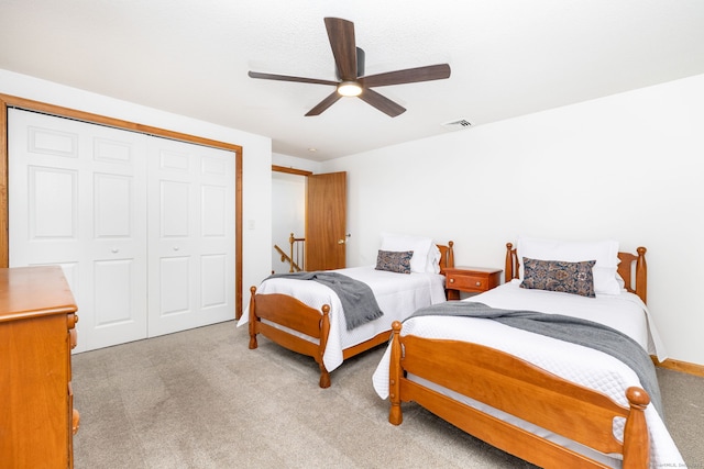 100 Grandview St, Manchester, CT 06040 - bedroom featuring light colored carpet, a closet, and a ceiling fan