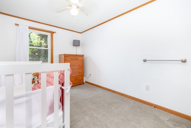 100 Grandview St, Manchester, CT 06040 - carpeted bedroom featuring crown molding, baseboards, and a ceiling fan