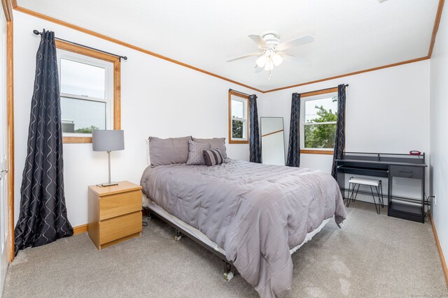 100 Grandview St, Manchester, CT 06040 - bedroom with carpet flooring, baseboards, crown molding, and ceiling fan