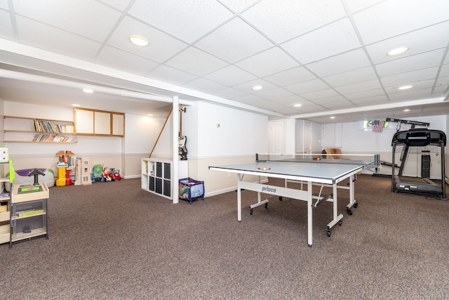 100 Grandview St, Manchester, CT 06040 - rec room featuring carpet floors, recessed lighting, and a drop ceiling
