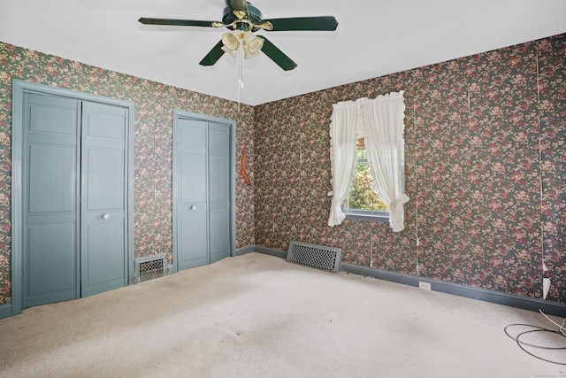 2 Stowe Pl, Trumbull, CT 06611 - unfurnished bedroom with multiple closets, carpet, and ceiling fan