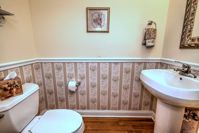 123 Meadow Brook Rd Unit 123, Oxford, CT 06478 - half bathroom featuring wood finished floors and a wainscoted wall