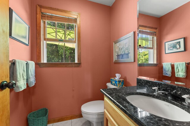 101 Overton Farm Dr, Southbury, CT 06488 - half bathroom with vanity, tile patterned flooring, and plenty of natural light