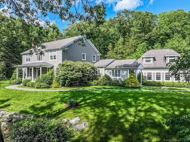 view of front of home with a front yard