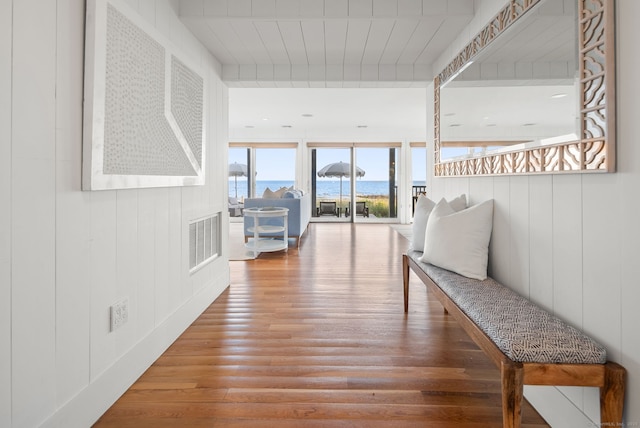 685 Fairfield Beach Rd Unit 685, Fairfield, CT 06824 - hall with wood finished floors and a water view