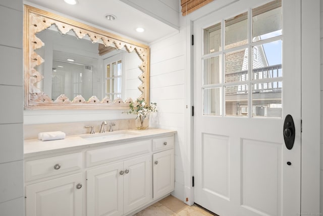 685 Fairfield Beach Rd Unit 685, Fairfield, CT 06824 - bathroom with vanity, healthy amount of natural light, and a shower with door