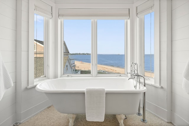685 Fairfield Beach Rd Unit 685, Fairfield, CT 06824 - bathroom with a water view and a freestanding tub