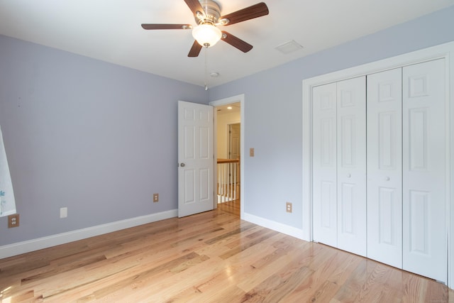 1705 Orchard Rd, Berlin, CT 06037 - unfurnished bedroom with light wood-style floors, a closet, and ceiling fan