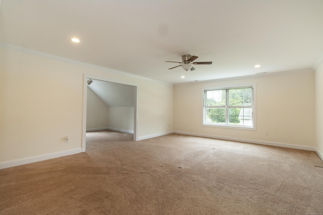 1705 Orchard Rd, Berlin, CT 06037 - empty room with crown molding, ceiling fan, light carpet, and recessed lighting