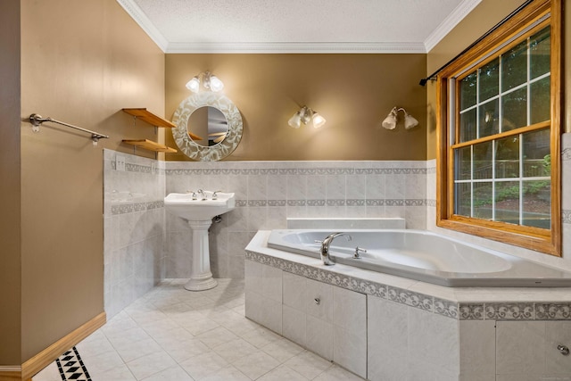 9 Philip Ln, Ledyard, CT 06339 - full bathroom featuring a bath, ornamental molding, and tile patterned floors