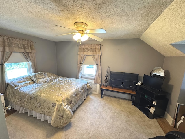 155 Harding St, New Britain, CT 06052 - carpeted bedroom featuring a textured ceiling, a ceiling fan, and lofted ceiling