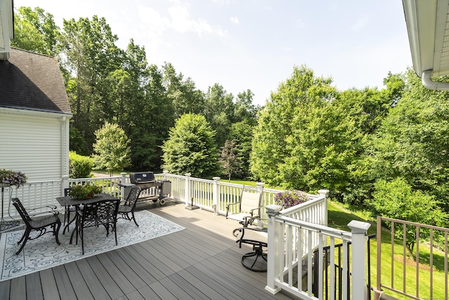 109 Andrew Dr, Canton, CT 06019 - deck featuring outdoor dining space and view of scattered trees