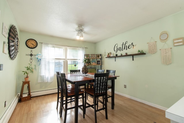 47 Pebble Dr, Newington, CT 06111 - dining room with a baseboard radiator, light wood-style floors, and ceiling fan