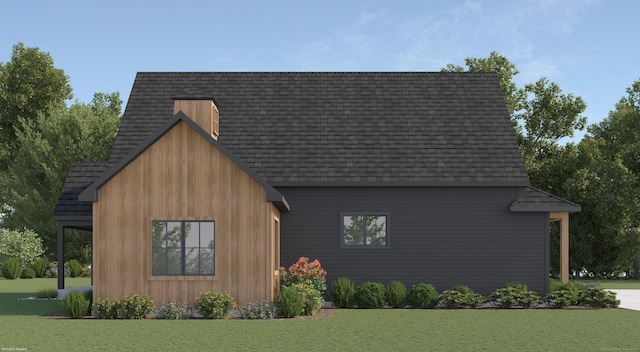 18 Singing Woods Rd, Norwalk, CT 06850 - view of property exterior featuring a lawn and a shingled roof
