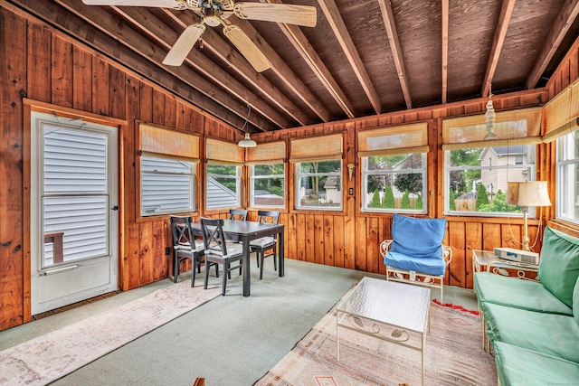 40 Cutspring Rd, Stratford, CT 06614 - sunroom / solarium with wooden walls, vaulted ceiling, and carpet floors