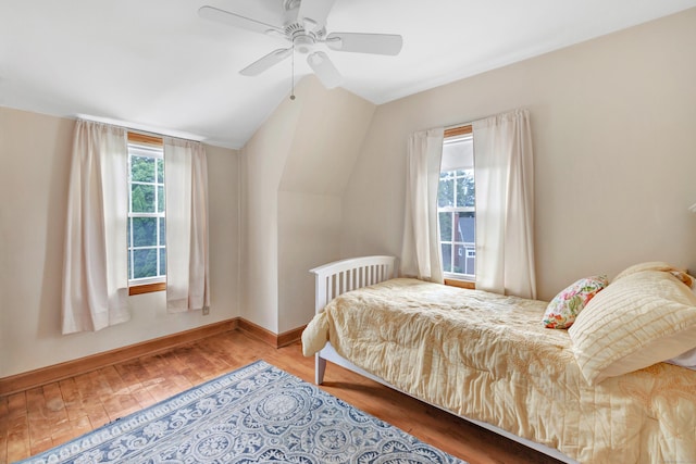 40 Cutspring Rd, Stratford, CT 06614 - bedroom with wood finished floors, lofted ceiling, and a ceiling fan