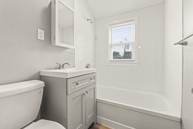 101 Cannon Rd, East Hartford, CT 06108 - full bathroom featuring toilet, vanity, tub / shower combination, and wood finished floors