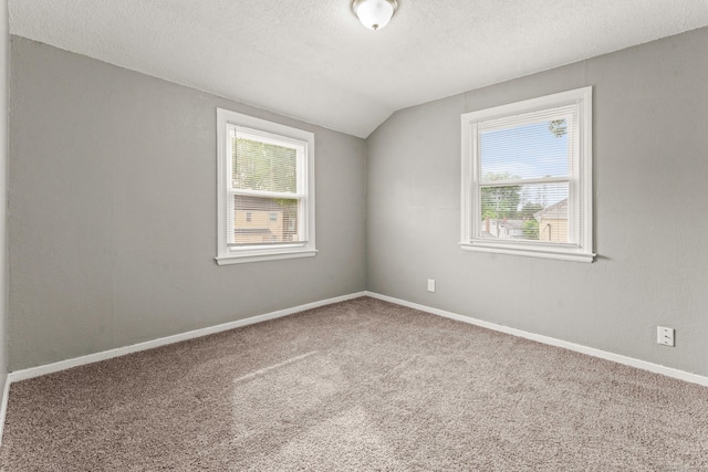 101 Cannon Rd, East Hartford, CT 06108 - unfurnished room featuring plenty of natural light, lofted ceiling, a textured ceiling, carpet flooring, and baseboards