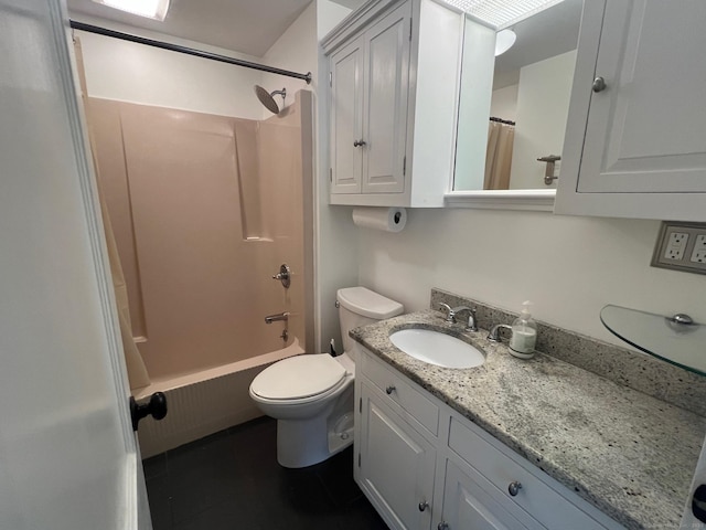 337 Charles St, Torrington, CT 06790 - bathroom with vanity, tile patterned flooring, toilet, and shower / bath combination with curtain