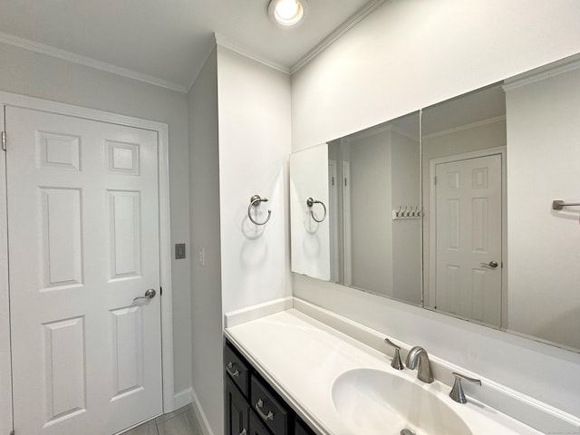 17 Currituck Rd, Newtown, CT 06470 - bathroom with crown molding, vanity, and baseboards